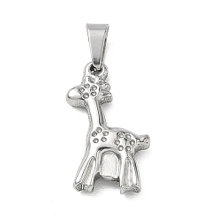 Platinum 304 Stainless Steel Pendants, Giraffe Charms, Platinum, 19x12x3mm, Hole: 6x3mm, Fit:0.5mm.