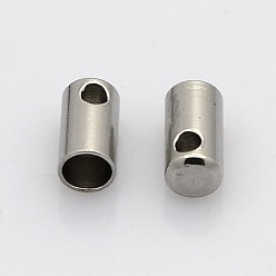 Couleur Acier Inoxydable Tube résistant au ternissement 304 embouts de cordon en acier inoxydable, couleur inox, 8x4mm, Trou: 2mm, diamètre intérieur: 3 mm