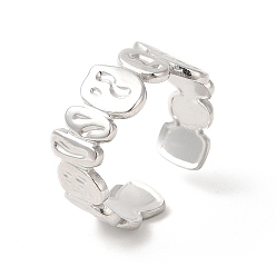 Stainless Steel Color Non-Tarnish 304 Stainless Steel Twist Oval Open Cuff Ring for Women, Stainless Steel Color, US Size 6 1/4(16.8mm)