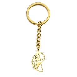 Золотой 304 брелок из нержавеющей стали, форма полой раковины, золотые, 2.4x1.7 см