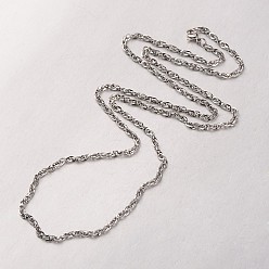 Stainless Steel Color Boy's 304 Stainless Steel Long Double Link Chain Necklaces, with Lobster Claw Clasps, Stainless Steel Color, 29.33 inch(74.5cm)