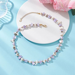 Лиловый Ожерелья из натуральных бусин из окрашенных самородков и круглых гальванизированных синтетических немагнитных гематитовых бусин для женщин, золотые, сирень, 17.05 дюйм (43.3 см)