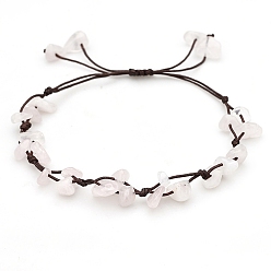 Розовый Кварц Натуральный розовый кварц плетеный браслет из бисера, чип, 6-1/4~10-1/4 дюйм (16~26 см)