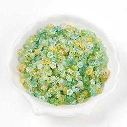 Бирюза Матовые прозрачные акриловые бусины, цветок, золотой фольгой, бирюзовые, 5.5~6x3 мм, отверстие : 1.5 мм, о 10860 шт / 500 г.