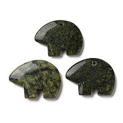 Змеевик Натуральные серпентиновые подвески, амулеты в виде медведя зуни, 36~38x47~50x7.5~9 мм, отверстие : 3 мм