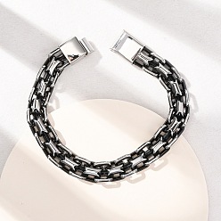Черный 304 из нержавеющей стали ссылку цепи браслеты, Широкие браслеты для женщин и мужчин, с магнитными застежками, чёрные, 9.17 дюйм (23.3 см)