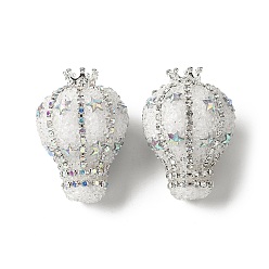 Белый Корона из акриловых страз в форме воздушного шара, воздушный шар, с украшениями из смолы и цепочек из чашек, белые, 37.5x27.5 мм, отверстие : 4 мм