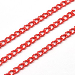 Red Electroplate Iron Curb Chains, Unwelded, with Spool, Lead Free & Nickel Free, Red, 5x3x1mm, about 164.04 Feet(50m)/roll