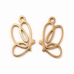 Золотой 201 подвески из нержавеющей стали, выдолбленные подвески в виде бабочек, золотые, 16.5x9.5x1 мм, отверстие : 1 мм