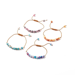 (52) Непрозрачная лаванда Круглый браслет из плетеных бусин из натурального белого нефрита, регулируемый браслет из драгоценных камней для женщин, разноцветные, внутренний диаметр: 3/4~3-1/8 дюйм (1.9~8 см)