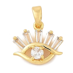 Настоящее золото 18K Латунные микро проложить кубического циркония подвески, без кадмия, без никеля и без свинца, Злые чары глаз, реальный 18 k позолоченный, 13x14.5x4.5 мм, отверстие : 4.5x3 мм