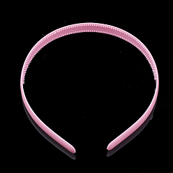 Pearl Pink Hair Accessories Plain Plastic Hair Band Findings, with Teeth, Pearl Pink, 114~120x12~12.5mm