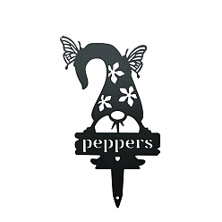 Черный Заводская этикетка для перца, Металлический садовый кол гнома/гнома на тему Хэллоуина, грунтовая вставка декор, чёрные, 290x170 мм