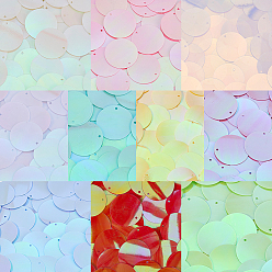 Mixed Color 80G 10 Colors PVC Paillette Pendants, Flat Round Charms, Ornament Accessories, Mixed Color, 25x0.3mm, Hole: 1.2~1.3mm, 8g/color