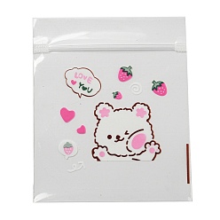 Pink Прямоугольные пластиковые подарочные пакеты с замком-молнией, закрывающиеся пакеты с милым рисунком щенка, розовые, 12x10x0.02 см, односторонняя толщина: 2.5 мил(0.065мм)