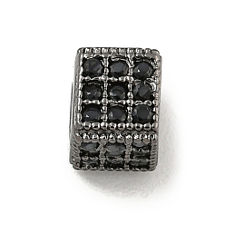 Черный Цвет Металла Латунь микропаве черный кубический цирконий, кубические, металлический черный , 4.5x4.5x4.5 мм, отверстие : 2.4 мм