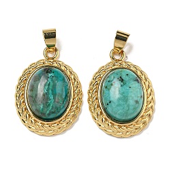Африканский Бирюза(яшма) Овальные подвески из натуральной африканской бирюзы (яшмы), подвески из латуни с драгоценными камнями, золотые, 27.5x19.5x8 мм, отверстие : 5x4 мм