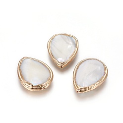 Золотой Стеклянные бусы, край позолоченный, слеза, 29x20.5~21x4.5~5 мм, отверстие : 0.7~0.8 мм