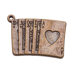 Античная Бронза Подвески из цинкового сплава, Покер / игральные карты, без свинца и без кадмия, античная бронза, 30x22x2 мм, отверстие : 2 мм