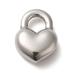 Нержавеющая Сталь Цвет Не тускнеющие 304 подвески из нержавеющей стали, сердце блокировки прелести, цвет нержавеющей стали, 14x10.5x5 мм, отверстие : 4.5 мм