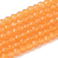 Оранжевый Стеклянные бусины, имитация нефрита , круглые, граненые, оранжевые, 3x2.5~3 мм, отверстие : 0.7~0.8 мм, около 133~137 шт / нитка, 13.78~14.37'' (35 см)
