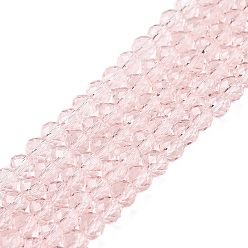 Pink Стеклянные бусины, граненые, рондель, розовые, 3.5~3.8x3 мм, отверстие : 0.8~1 мм, около 105~110 шт / нитка, 29~31 см