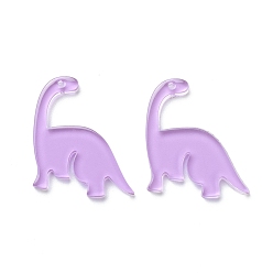 Violet Transparent Acrylic Pendants, Dinosaur, Violet, 28x25x2.5mm, Hole: 1.2mm