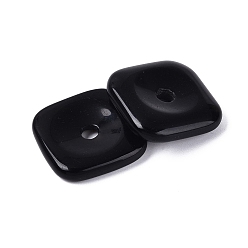 Обсидиан Природные подвески обсидиана, закругленные квадратные подвески в виде безопасных монет, 29.5~30x29.5~30x7~7.5 мм, отверстие : 5~5.3 мм