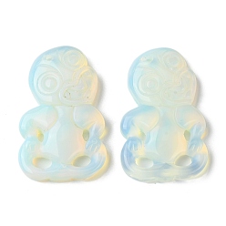 Opalite Opalite Big Pendants, Monkey, 50~51x31~31.5x7~9mm, Hole: 1.6~1.8mm