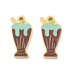 Бирюза Ионное покрытие (ip) 304 подвески из нержавеющей стали, с эмалью, реальный 14 k позолоченный, пить очарование, бирюзовые, 10x5x0.8 мм, отверстие : 0.8 мм