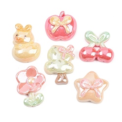 (52) Непрозрачная лаванда Кабошоны из непрозрачной смолы с гальванопокрытием, эмалевые кабошоны, разнообразные, разноцветные, 17.5~23.5x12.5~20.5x7~10.5 мм