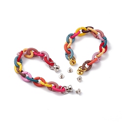Mixed Color Acrylic Mobile Straps, with Curb Chains and Brass Screw Nuts, Mixed Color, 17.5cm, 2pcs/set