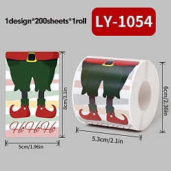 Разноцветный 200 шт. бумажные самоклеящиеся наклейки на рождественскую тематику, для украшения подарков, красочный, 80x50x0.1 мм