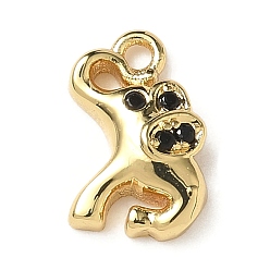Настоящее золото 18K Латунные микро проложить кубического циркония прелести, слон, стойки покрытие, долговечный, без кадмия и без свинца, реальный 18 k позолоченный, 11x8x3 мм, отверстие : 1.2 мм