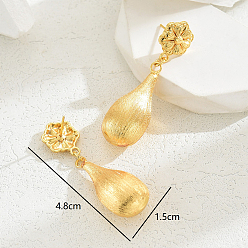 Teardrop Zinc Alloy Stud Earrings for Women, Brass Dangle Earrings, Golden, Teardrop, 48x15mm