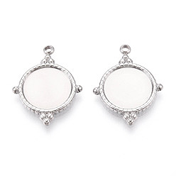 Нержавеющая Сталь Цвет 304 Настройки кабошон из нержавеющей стали кулон, плоско-круглые, цвет нержавеющей стали, 23.5x18x2 мм, отверстие : 1.6~1.8 мм