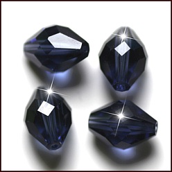 Прусский Синий Имитация Австрийские кристаллические шарики, класс AAA, к 9 стекло, граненые, двухконусные, берлинская лазурь, 8x11 мм, отверстие : 0.9~1 мм