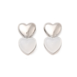 Сердце Силиконовые гайки для ушей, с латунной фурнитурой , платина, сердце, 12x6.5x4.5 мм, отверстие : 0.5 мм