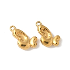 Настоящее золото 18K 304 подвески из нержавеющей стали, ионное покрытие (ip), очарование бабочки, реальный 18 k позолоченный, 16x10x4 мм, отверстие : 1.2 мм