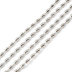 Platinum Anti-Tarnish Rhodium Plated 925 Sterling Silver Oval Ball Chains, Unwelded, Platinum, Link: 3x1.5mm