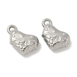 Нержавеющая Сталь Цвет Антикоррозийные 304 подвески из нержавеющей стали, шарма сердца, цвет нержавеющей стали, 15x9.5x4.5 мм, отверстие : 1.6 мм