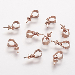 Розовое Золото Подвеска из латуни, за половину пробурено бисера, долговечный, розовое золото , 6.5x3 мм, отверстие : 4x5 мм, штифты : 0.7 мм