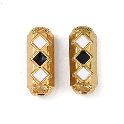 Белый 304 из нержавеющей стали эмаль бисер, колонка с ромбами, ионное покрытие (ip), реальный 18 k позолоченный, белые, 19x7.5x7 мм, отверстие : 2.5 мм