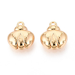 Настоящее золото 18K Латунь прелести, без кадмия, без никеля и без свинца, насекомое, реальный 18 k позолоченный, 12.5x10.5x4 мм, отверстие : 1.4 мм