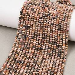 Родонит Натуральные бусины из родонита, граненые, рондель, 3x2 мм, отверстие : 0.7 мм, около 181~182 шт / нитка, 14.88~14.96'' (37.8~38 см)