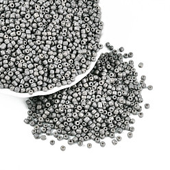 Темно-Серый 8/0 краска для запекания бисер стеклянный круглый, темно-серый, 3~3.5x2 мм, отверстие : 1~1.2 мм, Около 10000 шт / фунт