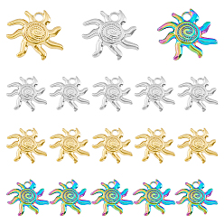 (52) Непрозрачная лаванда 18 шт. 3 цвета 304 подвески из нержавеющей стали с ионным покрытием (IP), очарование солнца, разноцветные, 19x20x2.5 мм, отверстие : 3 мм, 6 шт / цвет