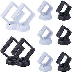 Mixed Color Plastic Frame Stands, with Transparent Membrane, 3D Floating Frame Display Holder, Coin Display Box, Rhombus, Mixed Color, 6.9x6.9x5.4cm, 5.1x5.1x5.4cm, 10sets/bag