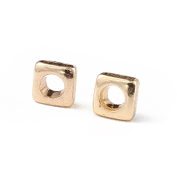 Golden Brass Beads, Long-Lasting Plated, Square, Golden, 2x2x1mm, Hole: 1mm