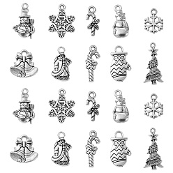 Античное Серебро 50 шт 10 подвески из сплава в тибетском стиле, разнообразные, на Рождество, античное серебро, 15~30x8~16x1~5 мм, отверстие : 1.5~3 мм, 5 шт / стиль